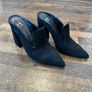 Black Suede Mules by Marc Fisher